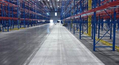UltraFlat warehouse aisle after grinding by AlphaPlan
